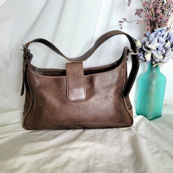 Vintage COACH #7789 Brown Smooth Leather Hobo Shoulder Purse - Picture 1 of 5